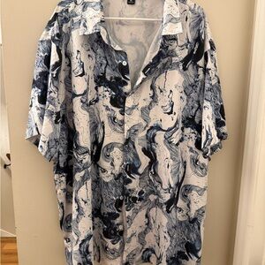 Marble Pattern Button-Down Shirt